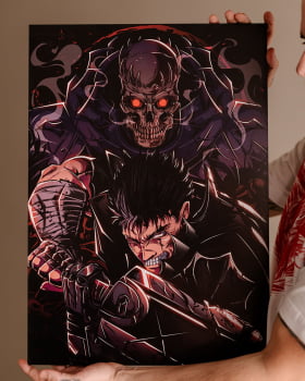 QUADRO COM ACABAMENTO EM ACRÍLICO GUTS SKULL KNIGHT